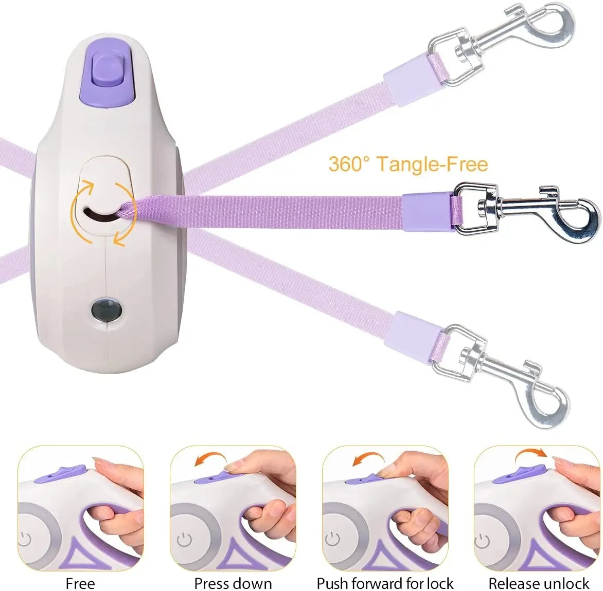 Automatic Retractable Dog Leash with Flashlight, LED Glowing at Night Walking Leash, Durable Nylon Outdoor Leash for Dog