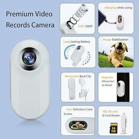 Dog Collar Camera with Video Recording Movement, Mini Body Camera Indoor/Outdoor Wireless Collar