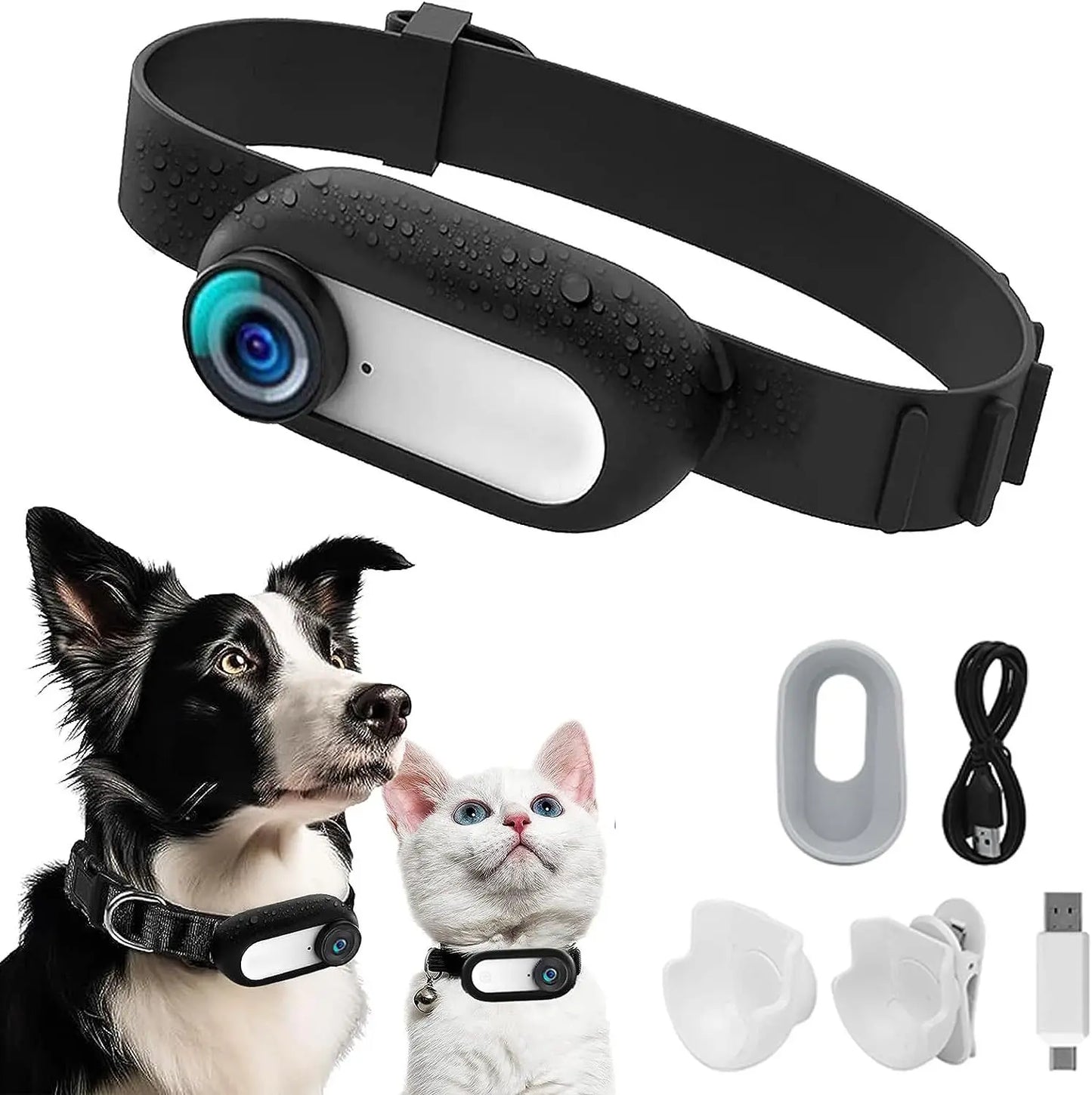 Dog Collar Camera with Video Recording Movement, Mini Body Camera Indoor/Outdoor Wireless Collar