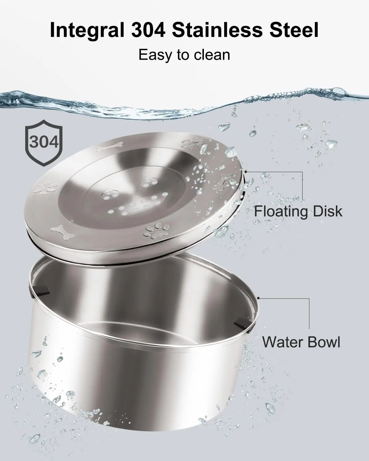 3L Stainless Steel No Spill Water Bowl for Dogs Non-Slip Slow Dog Bowl Water Feeder Dispenser for Medium Large Dogs